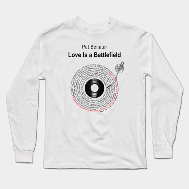 LOVE IS A BATTLEFILED LYRICS ILLUSTRATIONS Long Sleeve T-Shirt by Vansa Design